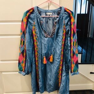 Zara blue linen dress